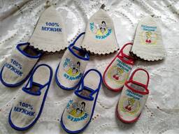 Набор для бани, банный набор, набор войлок, натуральный войлок шапка для бани