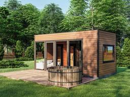 Rahmen-modular Sauna 6x3 m. schlüsselfertig vom Hersteller