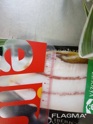 Dickes gesalzenes Schweineschmalz mit Fleischschicht